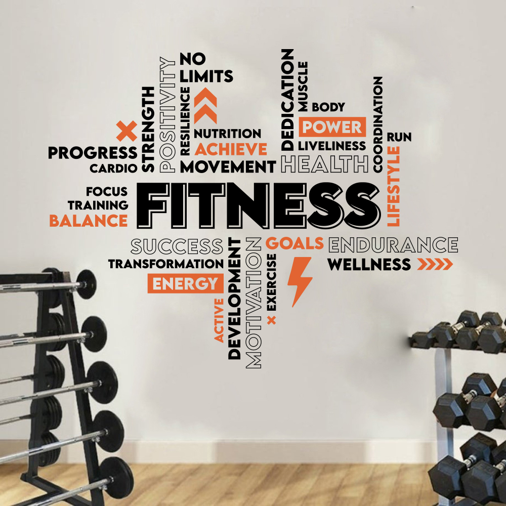 Home Gym Layout - Large Fitness Words Inspirational Quote Wall