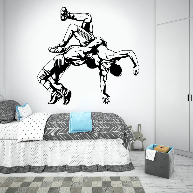 Home Gym Layout - Wrestling Throw Wall Decals Vinyl Wrestler