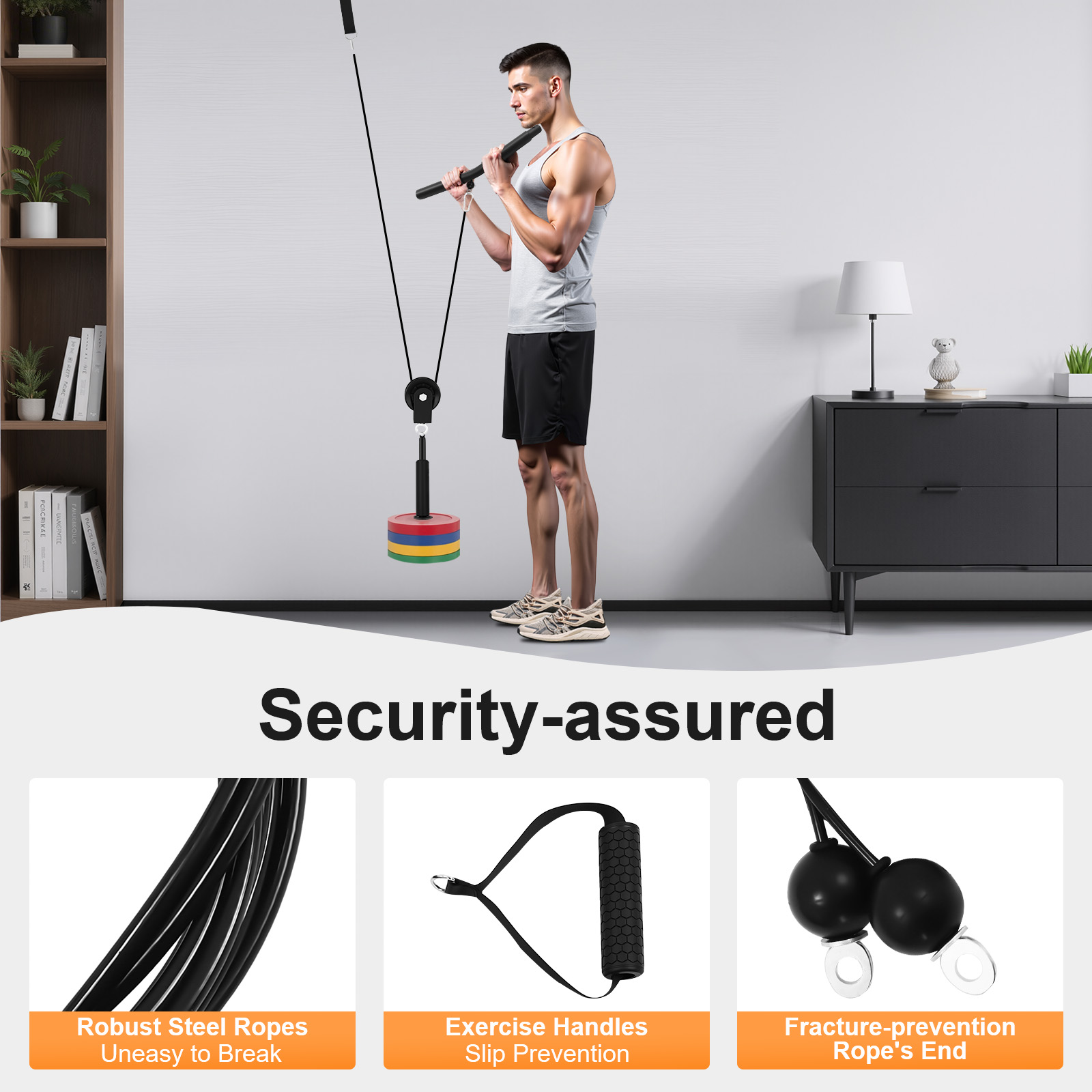 Pulley Home Gym - 120kg Cable Pull Fitness System, Gym