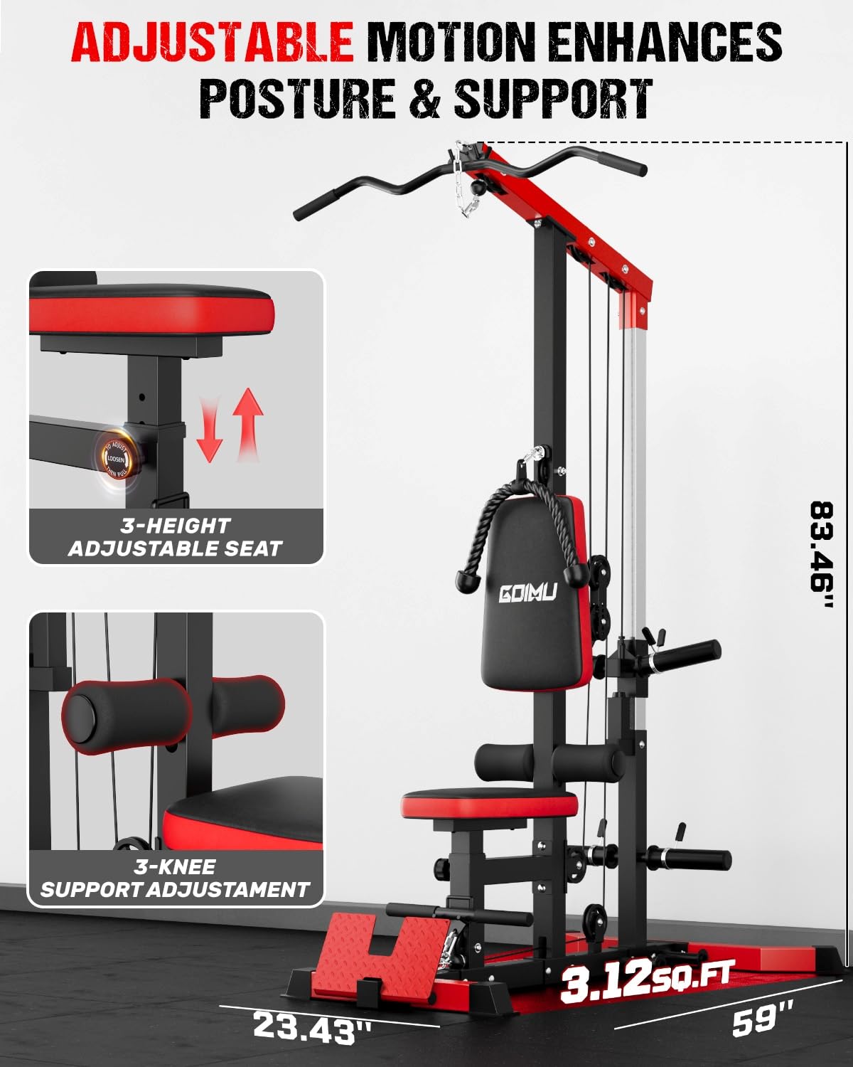 LAT Pulldown & Row Cable Machi - Pulley Home Gym review and price