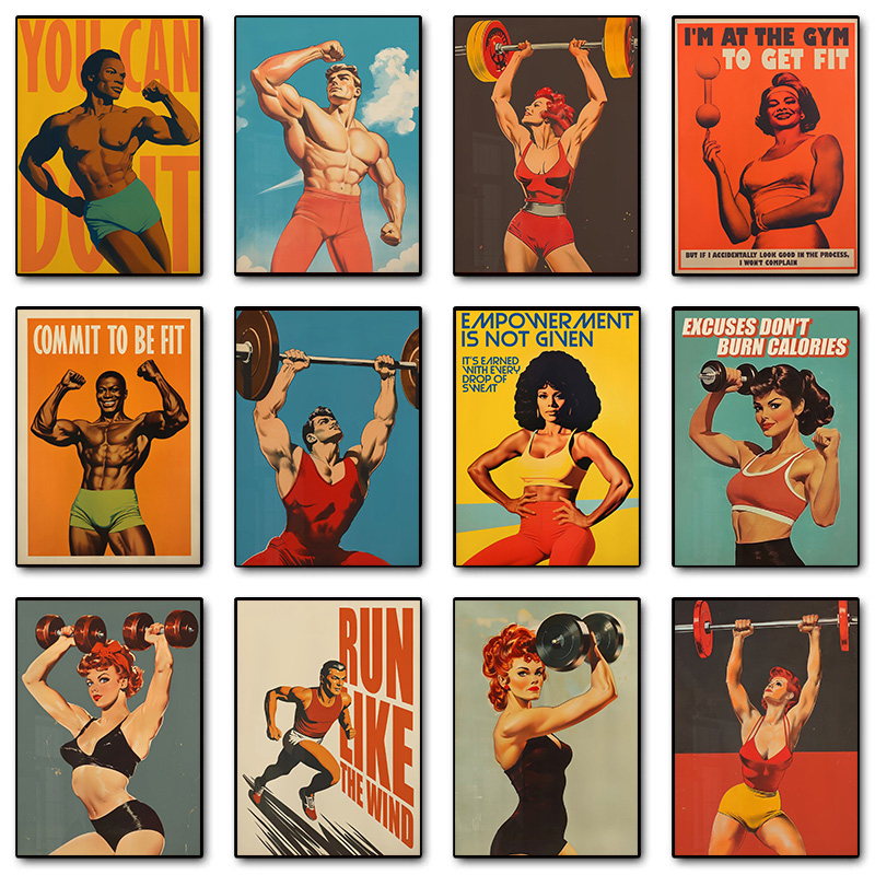Retro Gym Bodybuilder Muscular - Home Gym Dumbbell Workout review and price