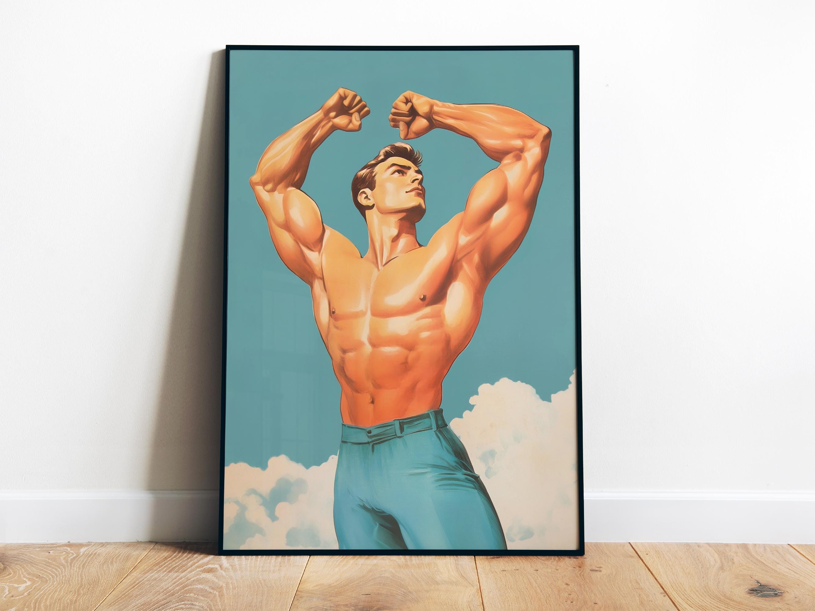 Retro Gym Bodybuilder Muscular - Home Gym Dumbbell Workout review and price