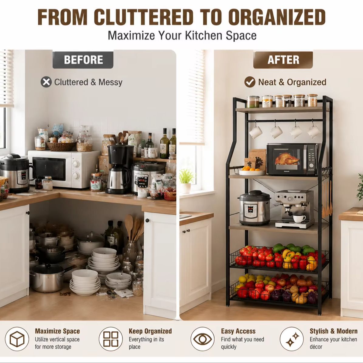 5 Tier Kitchen Bakers Rack wit - Home Gym Organization review and price