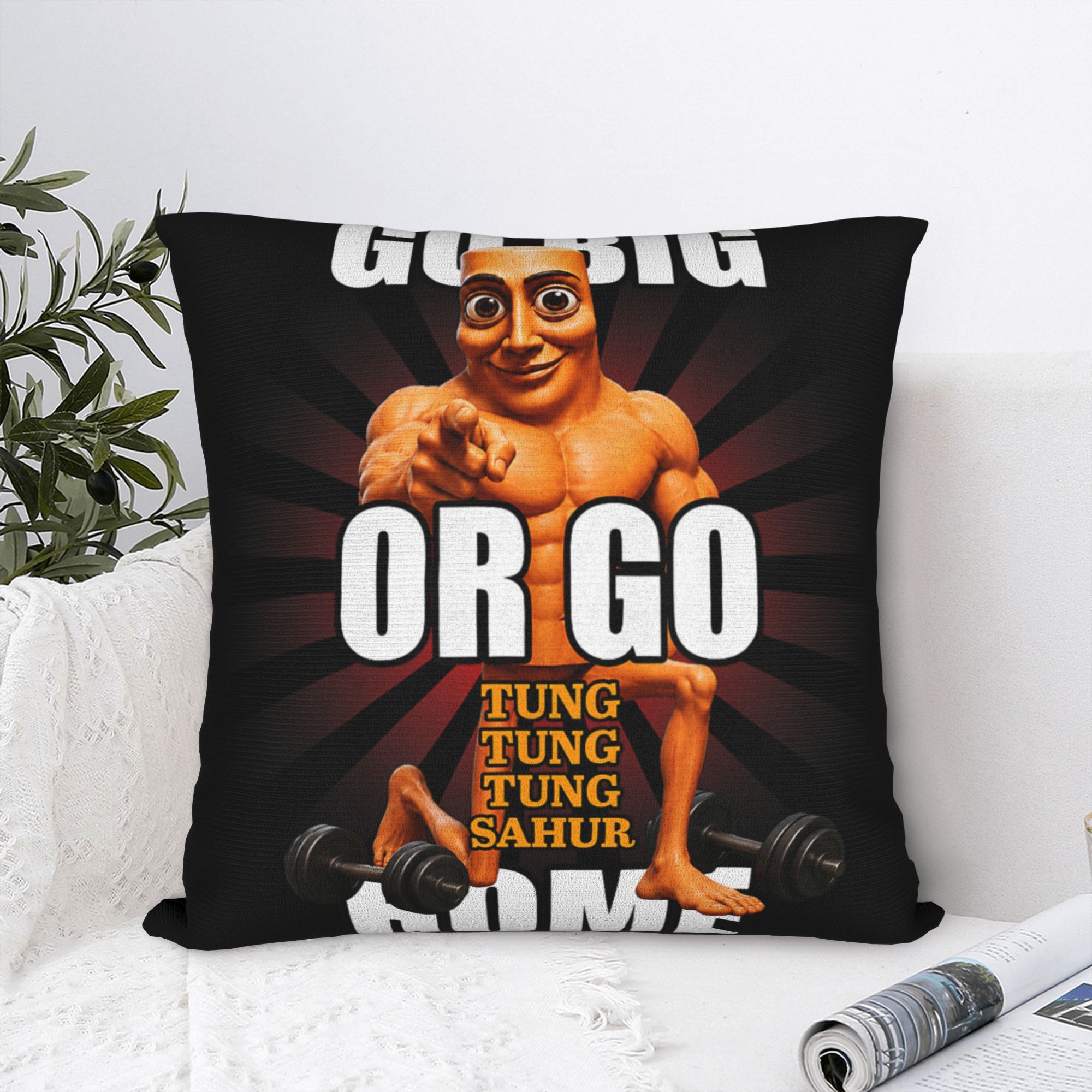 Pillow Case Go Big or Go Tung  - Home Gym Yes Or No review and price