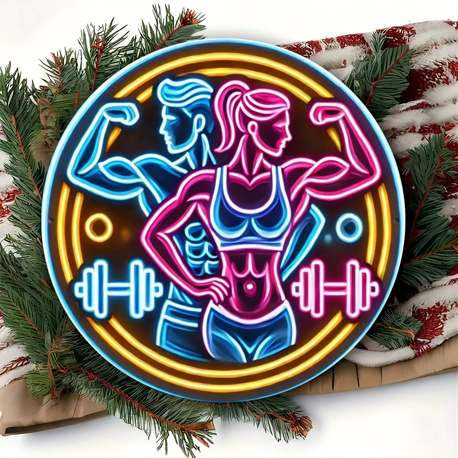 2D Metal Sign Fitness Gym Neon - Home Gym Dumbbell Workout review and price