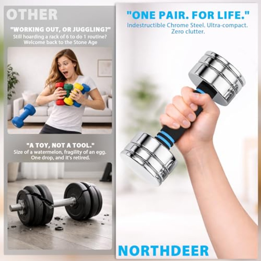Steel Dumbbells Ultracompact A - Home Gym Dumbbell Workout review and price